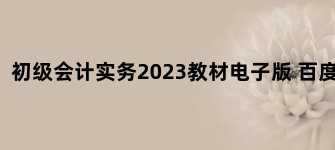 '初级会计实务2023教材电子版 百度网盘'